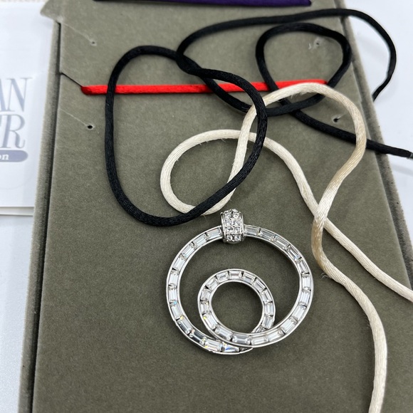 Nolan Miller Pave Circle Pendant Necklace Set – 16", 4 Cords, Box & Certificate - Picture 9 of 12